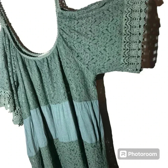 ANANDAS collection cold shoulders green summer dress size extra extra large - Picture 3 of 4